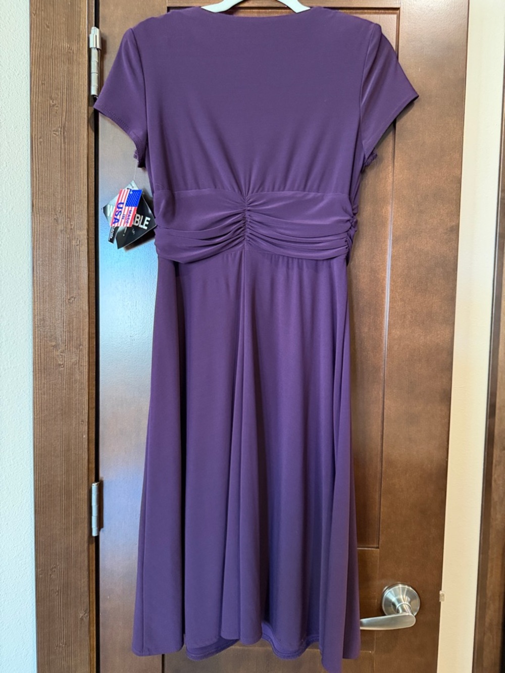 NEW R & M Richards Plum Surplice Midi Dress with Decorative Buckle - Picture 5 of 7